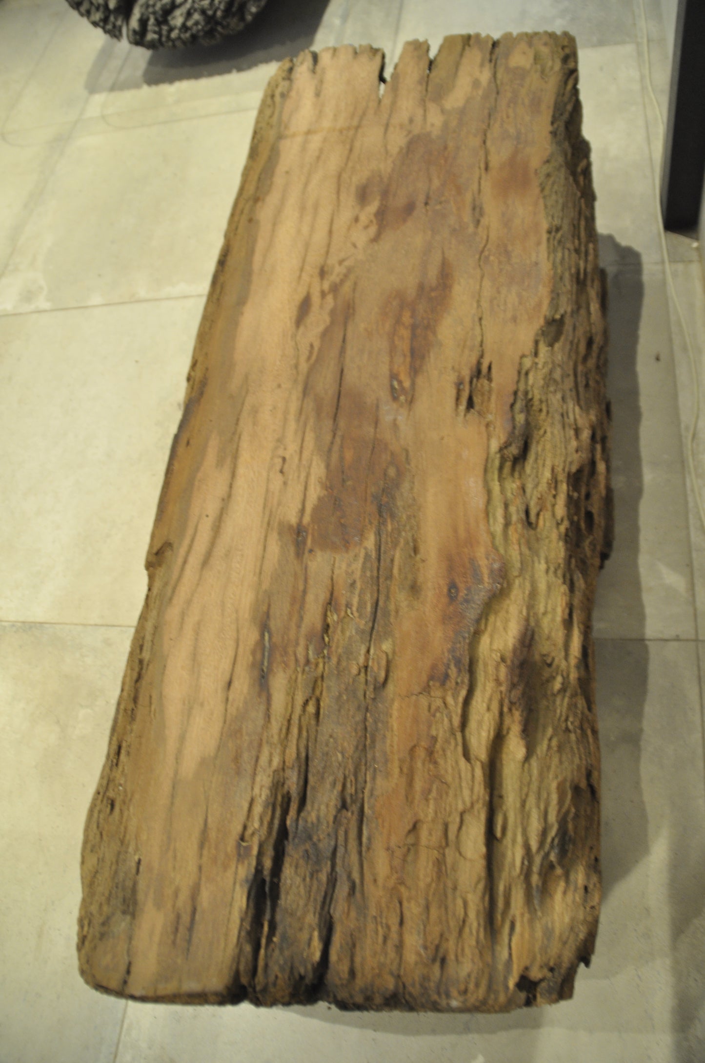 Coffee table out of a massive piece of teak tree