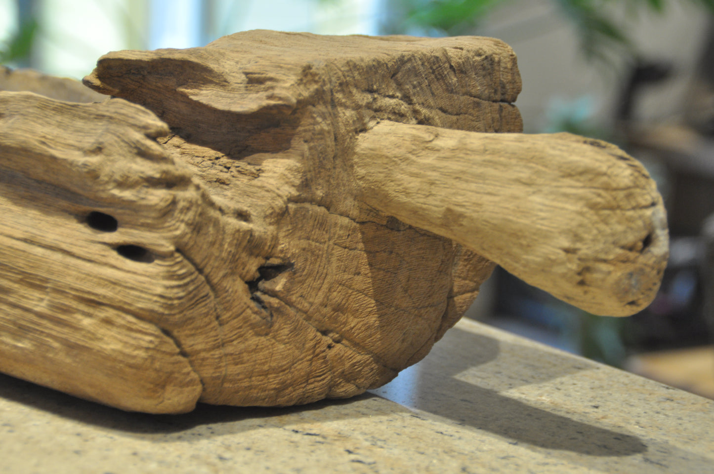Ancient tropical mortar with handle